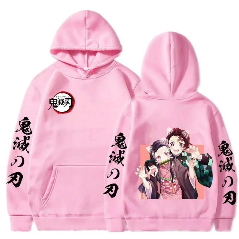

Demon Slayer Anime Hoodies Kamado Tanjirou Nezuko Print Unisex Pullovers Men Women Sweatshirts Casual Streetwear Sweater 2021