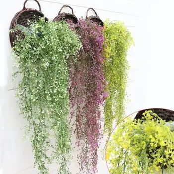 

New Fashion White Artificial Hanging Ivy Garland Plants Vine Fake Foliage Flower wisteria Home