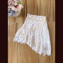 Женская мини-юбка, новинка, модная сексуальная юбка в стиле пэчворк, асимметричная юбка