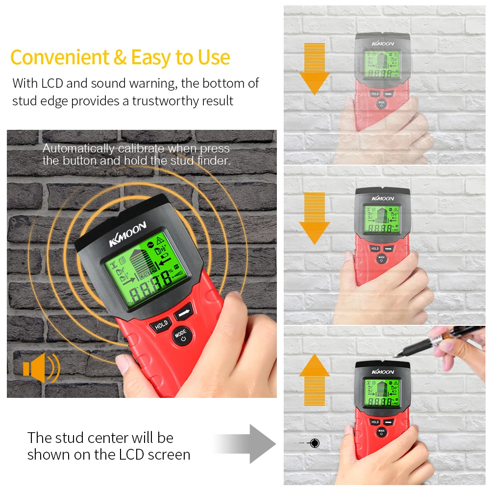 Multifunctional Wall Stud Finder& Moisture Meter 2-in-1 Stud Detector Moisture Detector Digital Metal Humidity Tester