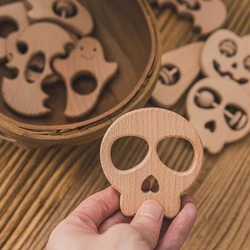 Baby Christmas Gift Cartoon Teether Bat Ghost Pumpkin Skull Triangle Wooden Teether Alleviate Children's Toothache Toy