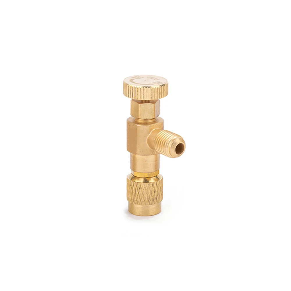 

R22 Refrigerant Charging Valve 1/4"- 1/4" Copper Flow Control Valves Copper and Fluorine Safety Valve