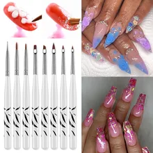 8 шт./компл. инструмент для лака для ногтей, малярные кисти УФ-гель Акриловая кисть для ногтей маникюр кисть нажмите с силой так картина белый лак для ногтей Набор Щеток