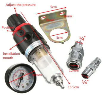 

1/4 BSP Air Line Filter Separator &Regulator Compressor Gauge Water Trap Oil