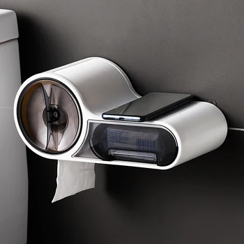 

Toilet Paper Holders Plastic Toilet Paper Holder Dispenser Punch-Free Bathroom Tissue Box Wall Mounted Roll Paper J2Y