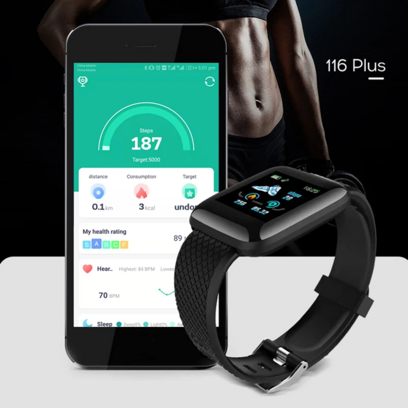 116 Plus Smart Watch Blood Pressure Fitness Tracker Bracelet Smart Band Waterproof Sport Smartwatch Color Screen For Android IOS