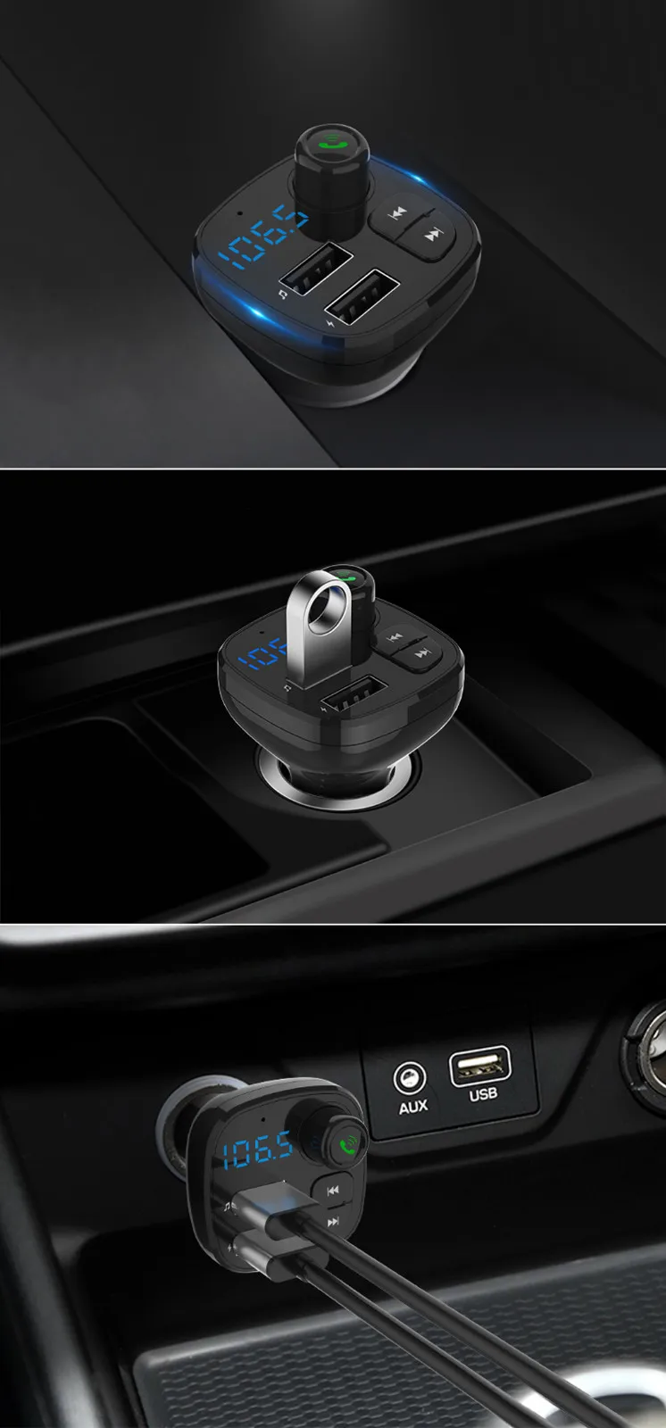 Fm-передатчик Aux модулятор Bluetooth громкой связи автомобильный комплект автомобильный аудио mp3-плеер с 3.1A Быстрая зарядка двойной зарядное устройство USB# N