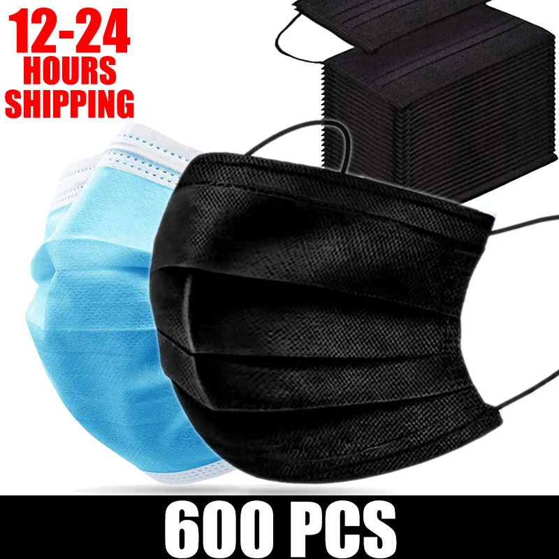 10-600 Pcs Disposable Fabric Face Mask Anti-pollution Particle Respirators 3 Layers Nonwoven Filter Adult Facial Mouth Masks |