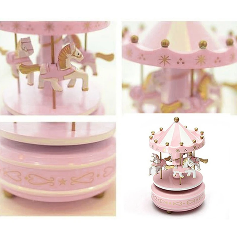 Merry-go-круглая деревянная музыкальная шкатулка игрушка детская игра домашний декор карусельная лошадка музыкальная шкатулка Рождество Свадьба День рождения подарок карусель