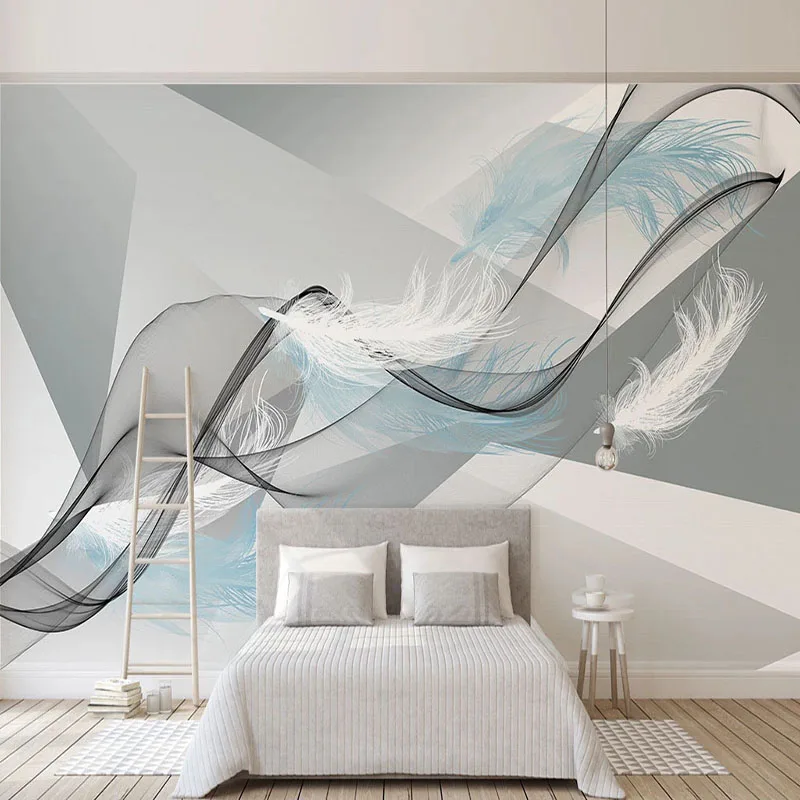 Personalizado Moderno Geométrico Aquarela Pena Papel de Parede 3d Mural Pintura de Parede Sala Quarto Arte Abstrata Adesivos Decoração para Casa