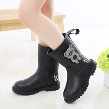 

Kids Winter Boots for Toddler Girl Pink Shoes for Women Thick-soled Plus Velvet Bear High Tube Boots Sequin Crystal Warm Shoes
