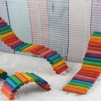 

Bird Rainbow Wooden Pet Ladder Bridge Stair Gerbil Hamster Parrot Rodent Rat Toys For Bird Cage Accessories