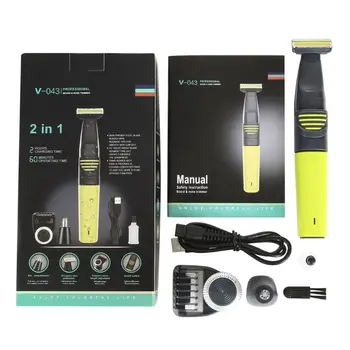 

2 in 1 Mens Electric Nose Hair Trimmer Male Shaver USB Rechargeable Beard Razor A6HB