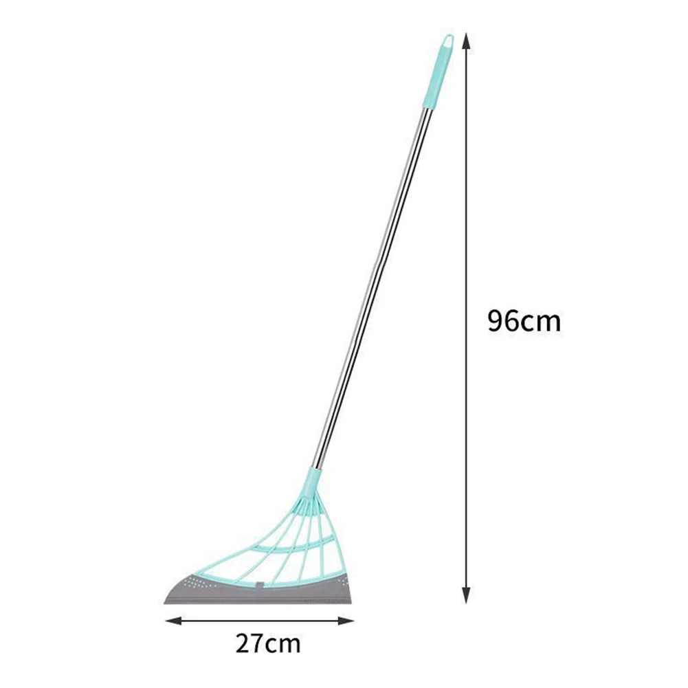 2-in-1 Indoor Silicone Broom Wiper with Squeegee and Telescopic Handle Floor Shower for Tile PIVOT Multifunction Magic Broom