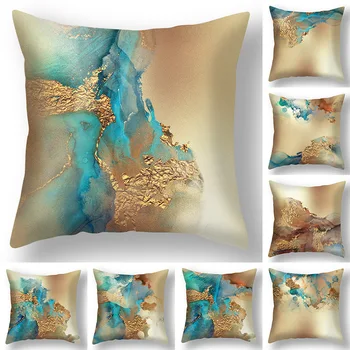 

Gold Pillow Case Golden Painted Pillowcase Decorative Christmas Cushion Cover For Sofa Case Pillows Living Room New Year Gifts