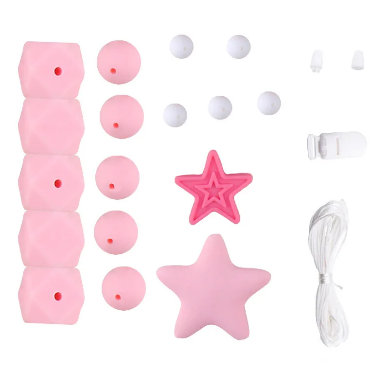 

Fashion Baby Supplies Silicone DIY Necklace Pacifier Chain Clip Teether Set Delicacy Crafts Accessory Baby Teether for Baby