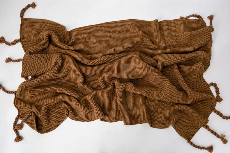 Nordic Sofa Blanket Office Leisure Knitted Blanket with Tassel Nap Air Conditioning Blanket Warm Shawl Rectangle 51X67 Inch