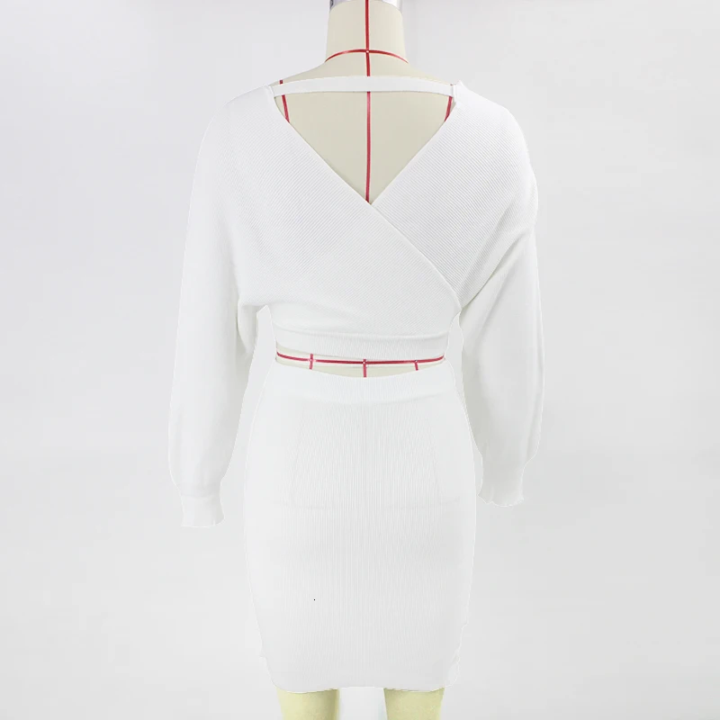 Justchicc трикотажное платье из двух частей осеннее обтягивающее однотонное платье-свитер без бретелек укороченный топ и платье-свитер женские комплекты одежды