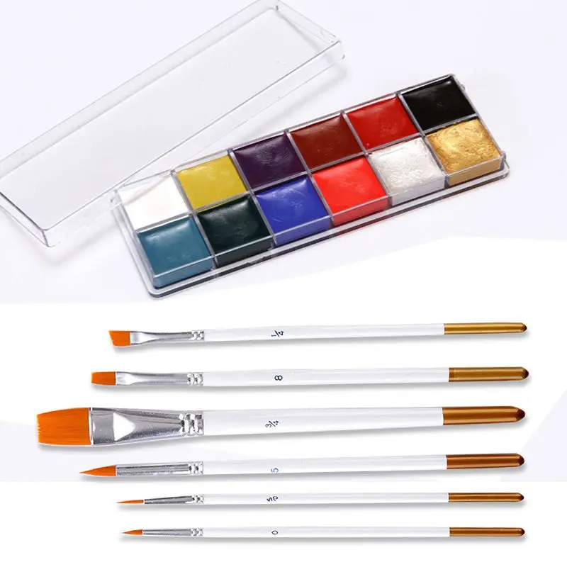 

Face Painting Kits 12 Flash Colors Body Oil Painting Art Makeup Palette With Brushes n