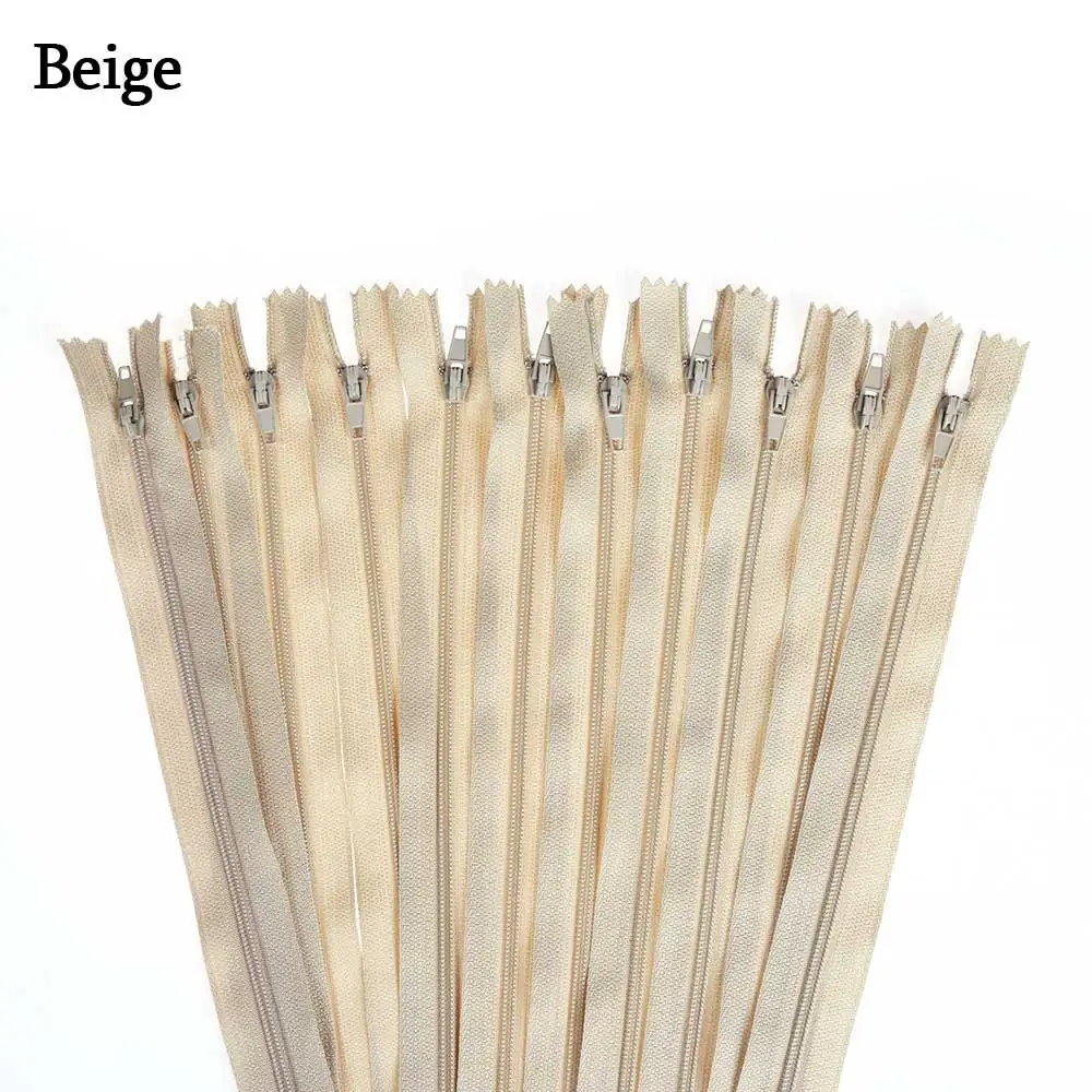 beige 10 шт./лот 20 см длина Красочные Нейлоновые катушки молнии портной для Брюки Одежда швейные изделия ручной работы DIY аксессуары - Цвет: beige