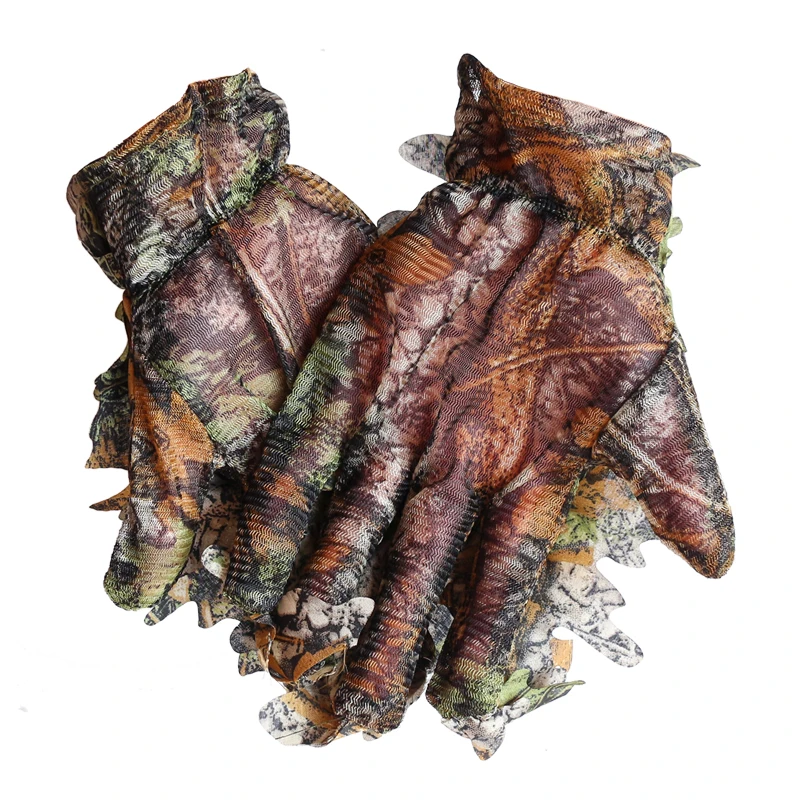 3D Camouflage Hunting Gloves Silence Fabrics Camouflage Summer Fishing Gloves Outdoor Bird Watching Men Quick Dry