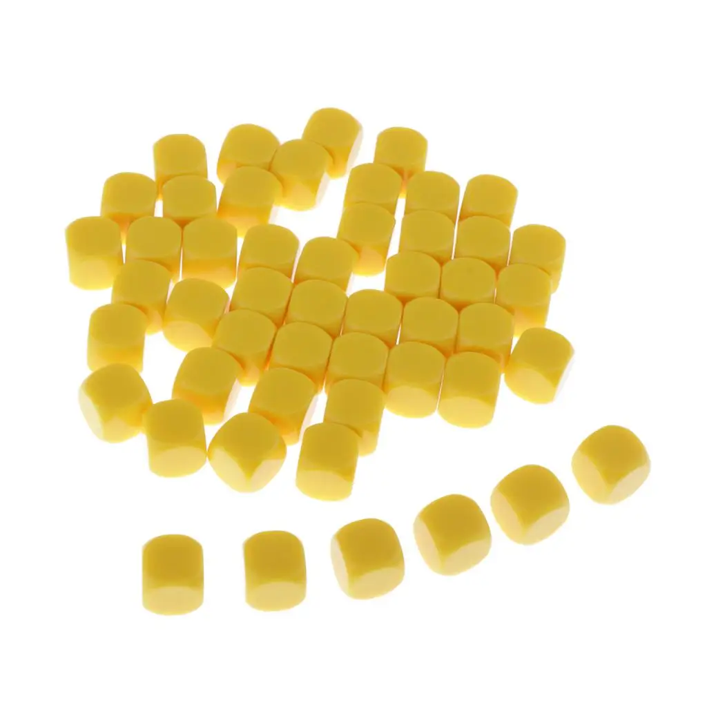 50pcs 16mm Blank 6 Sided Dice for Table Boazrd Games D6 Dices Dungeons & Dragons MTG RPG Wargames Casualty Markers - Yellow