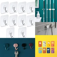Door-Hook Adhesive Wall-Stickers Stick-On Transparent Bathroom Kitchen Heavy-Duty 10