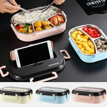 

304 stainless steel Bento Lunch Box Japanese Kids Lunch Box With Compartment Tableware Microwave Food Container Box