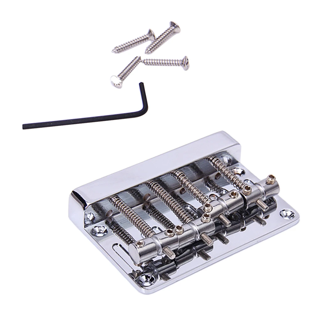 4 String Jazz / Precision Electric Bass Bridge Chrome+4 Screws Wrench