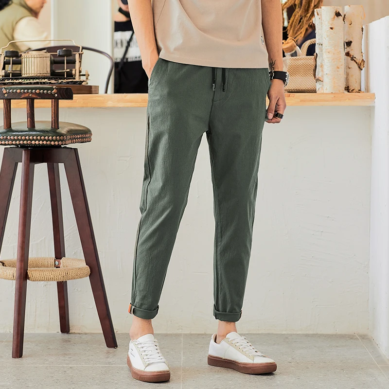 Army Green VOGUELEO мужские тонкие брюки армейский зеленый 4 цвета дышащие быстросохнущие мужские брюки повседневные летние брюки Новая Модная стильная одежда - Цвет: Army Green