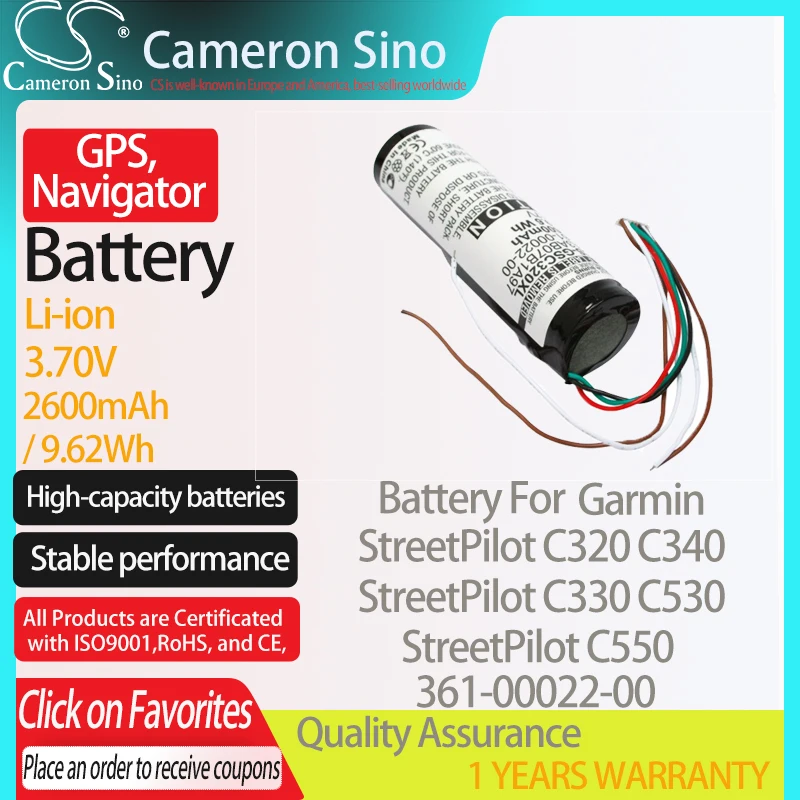 CameronSino Батарея для Garmin StreetPilot C320 C340 C330 C530 C550 подходит 361-00022-00 GPS аккумулятор