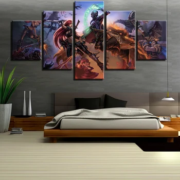 

5 Panels LOL League of Legends Game Canvas Printed Painting For Living Room Wall Art Home Decor HD Picture Artworks Poster