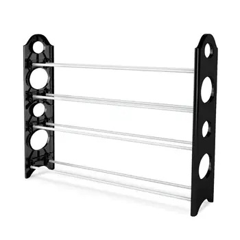

Concise integration of 4 layers of 20 pairs of shoe racks black and white