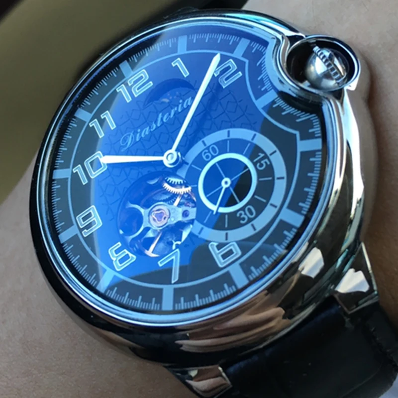 Mode Skeleton Heren Horloges Топ бренд люкс фаза Луны турбийон mannen Automatische Mechanische Horloge Echt Leer Waterdicht