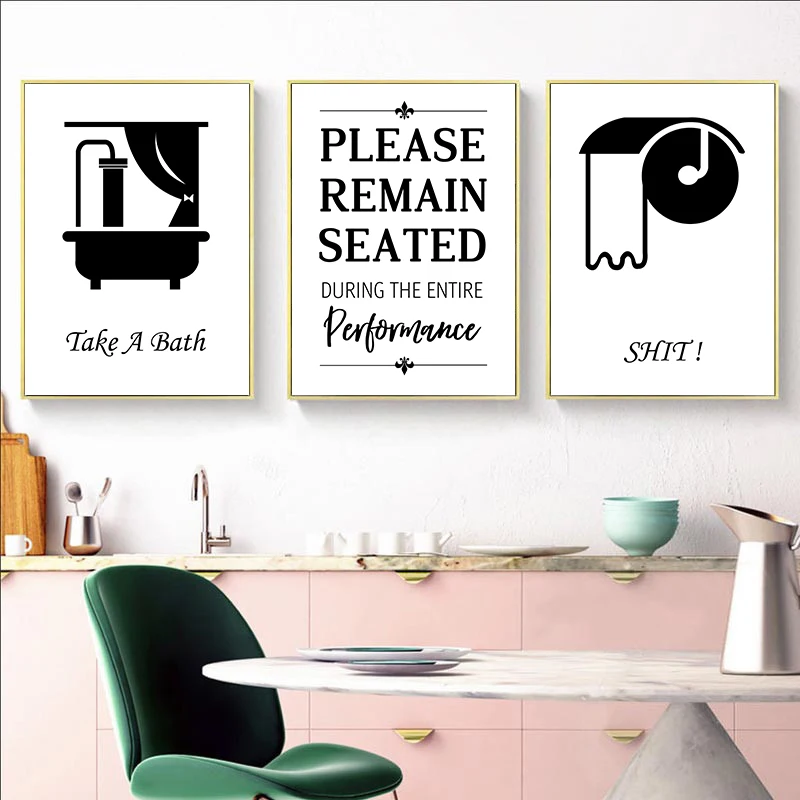 Minimalist-Black-And-White-Quote-Canvas-Painting-Print-Wall-Art-Print-Picture-Take-A-Bath-Shit (3)