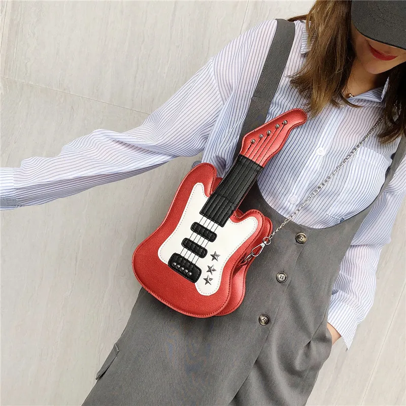 Women's Shoulder Bag Mini Guitar Shape Crossbody Bag Women Cute Messenger Bag 2022 New Creative Personality Pu Bag 5