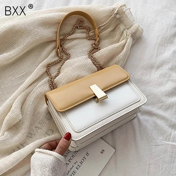 

[BXX] PU Leather Crossbody Bags For Women 2020 Spring Fashion Chain Messenger Shoulder Bag Female Handbags and Purses HL661