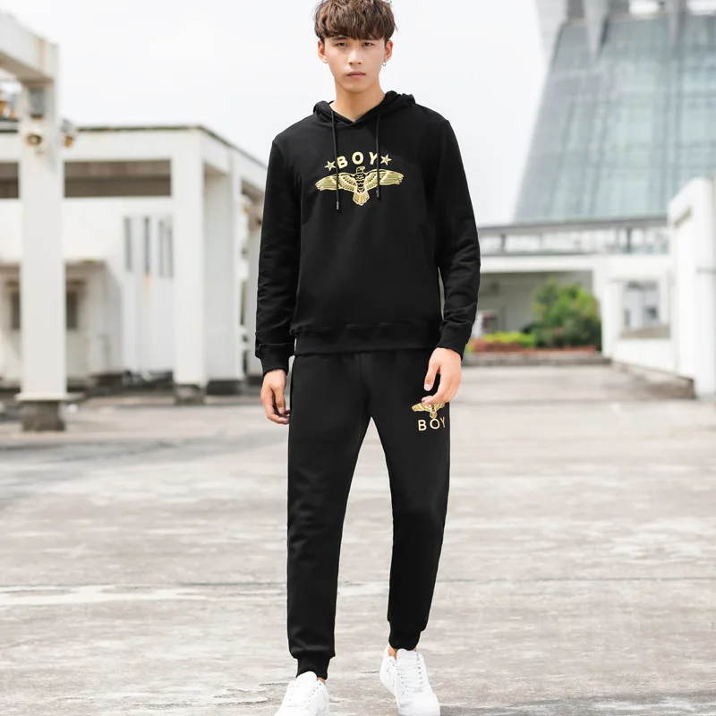 

Leisure Suit Men Autumn And Winter Thick Hoodie Korean-style Trend Two-Piece Set Handsome Clothes a Set of Collocation