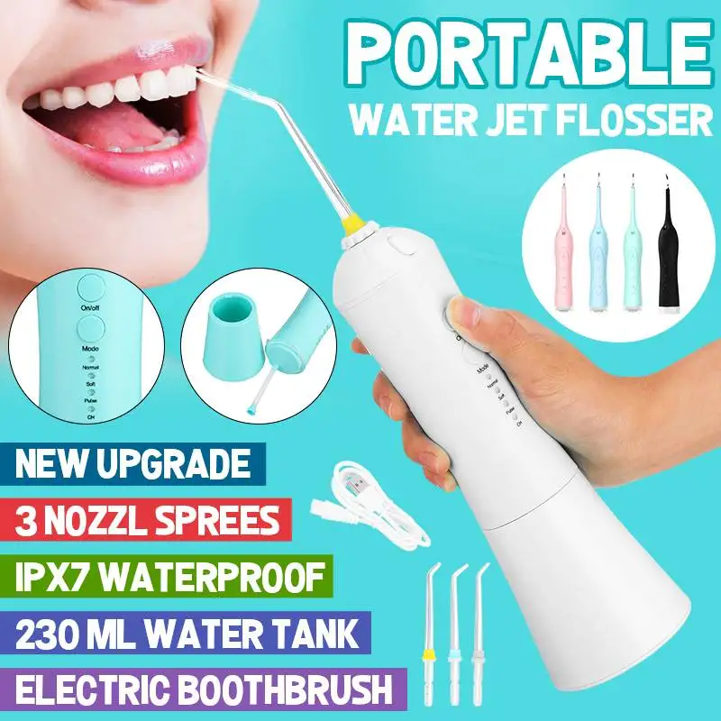 230ml 3 Modes Cordless Oral Irrigator Portable Water Dental Flosser USB Rechargeable Water Jet Floss Tooth Pick 3 Jet Tips afbeelding