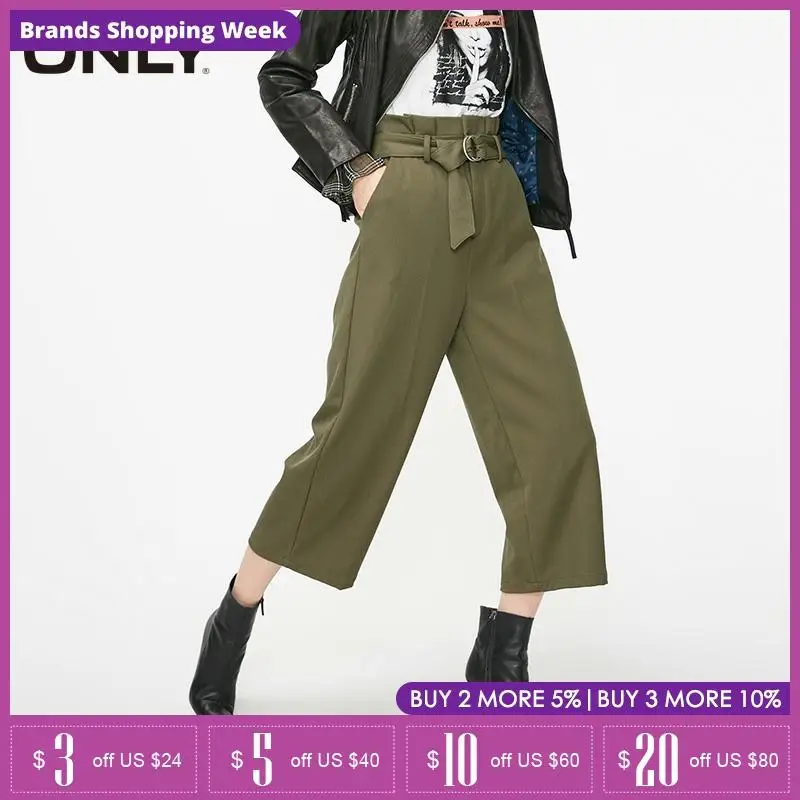 ONLY spring and summer Loose Fit High-rise Wide-leg Capri Pants| 11916J505 ONLY spring and summer Loose Fit High-rise Wide-leg Capri Pants| 11916J505