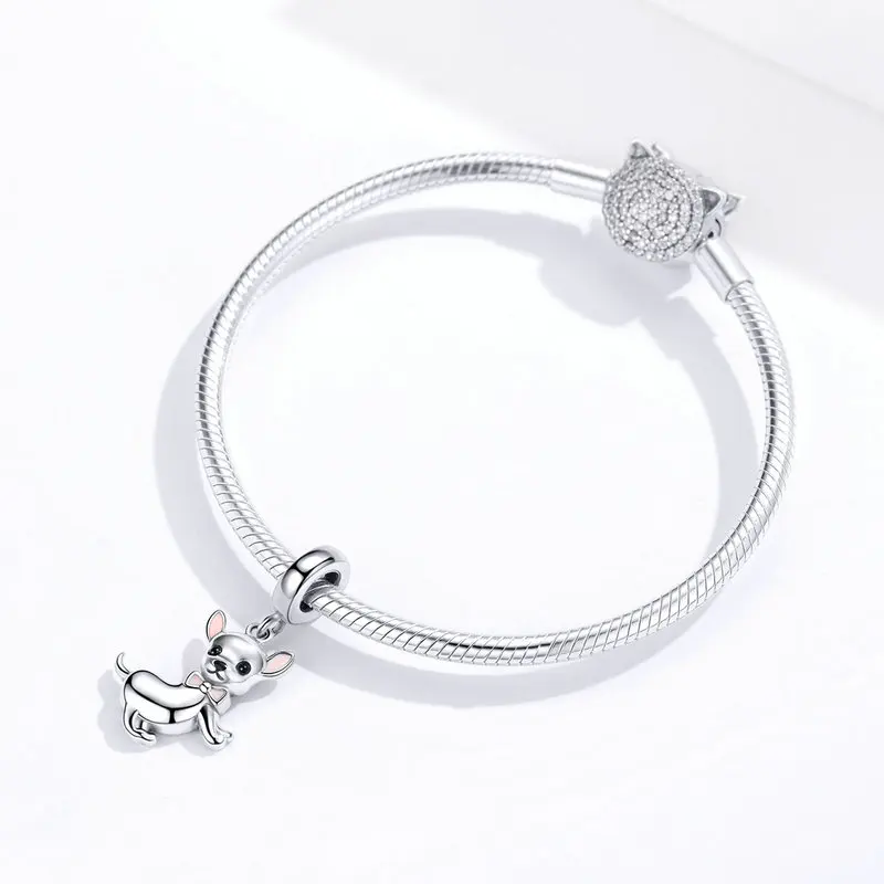 Подвеска с чихуахуа 925 стерлингового серебра амулеты fit Pandora браслет очаровательное женское ожерелье для украшения подарка