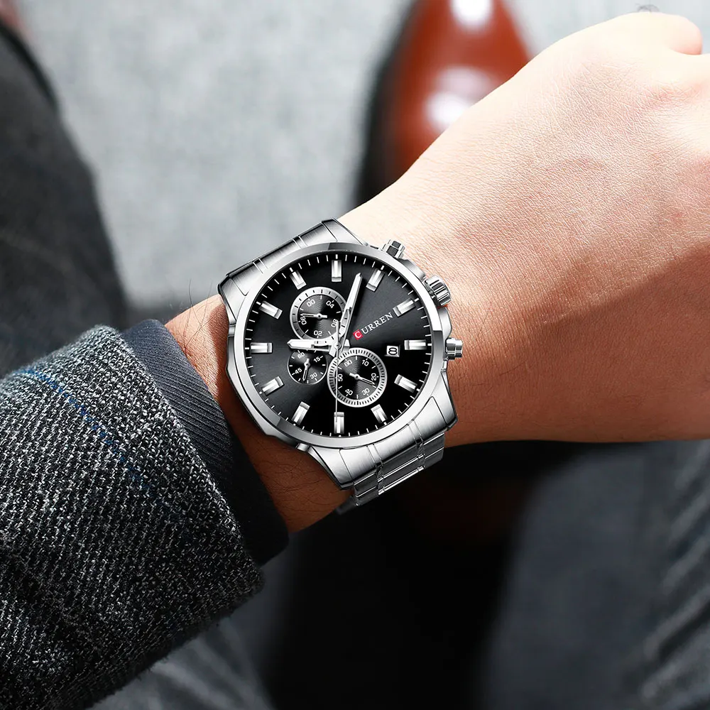 CURREN лучшие брендовые часы бизнес-класса мужские спортивные наручные часы Модные Аналоговые кварцевые часы мужские часы хронограф часы из нержавеющей стали