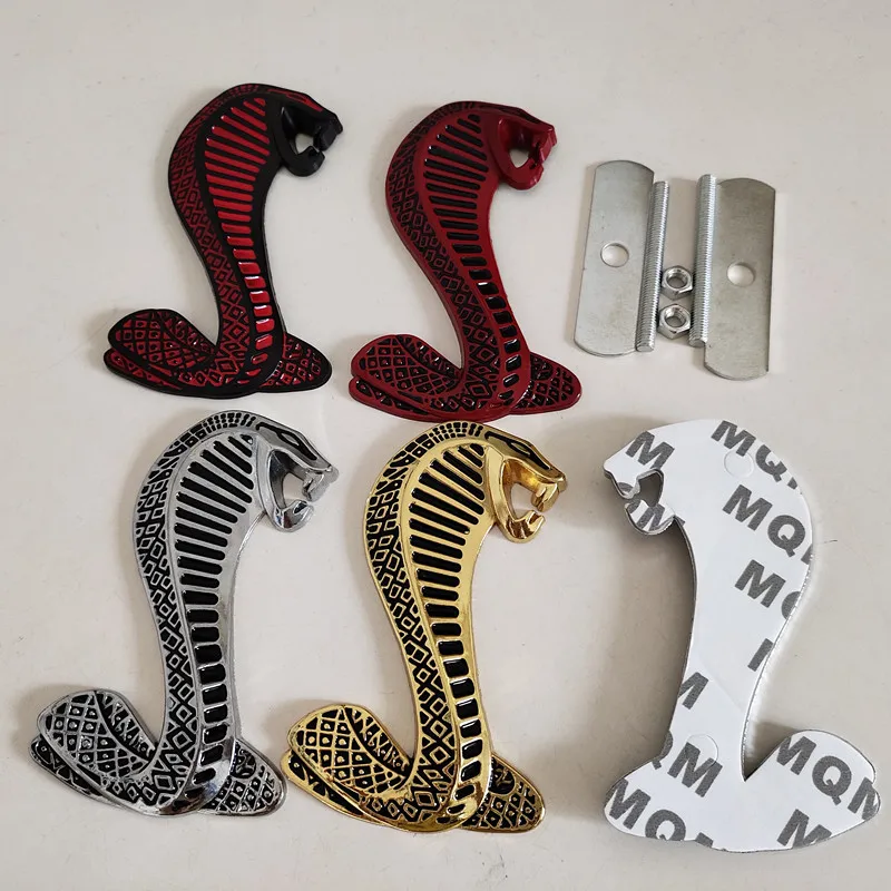 1pcs 3D Metal Mustang Snake Cobra car front grille emblem Side Fender Rear Trunk sticker grill Badge for Shelby GT | Автомобили и