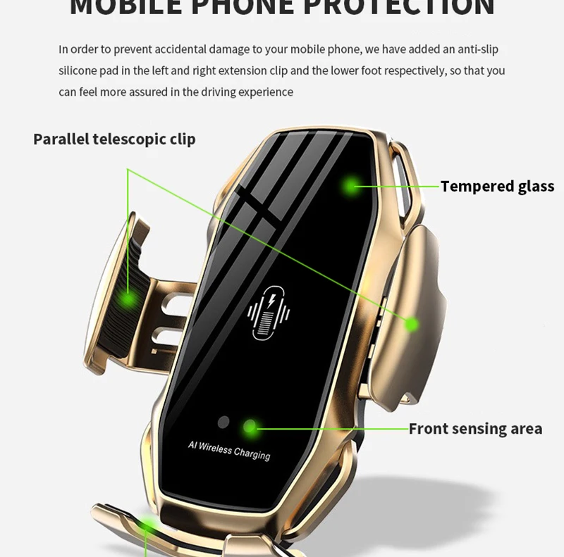 Умный сенсорный автомобильный держатель для телефона, быстрая зарядка, беспроводные зарядные устройства, универсальный автомобильный держатель для iPhone для huawei AI, Беспроводная зарядка