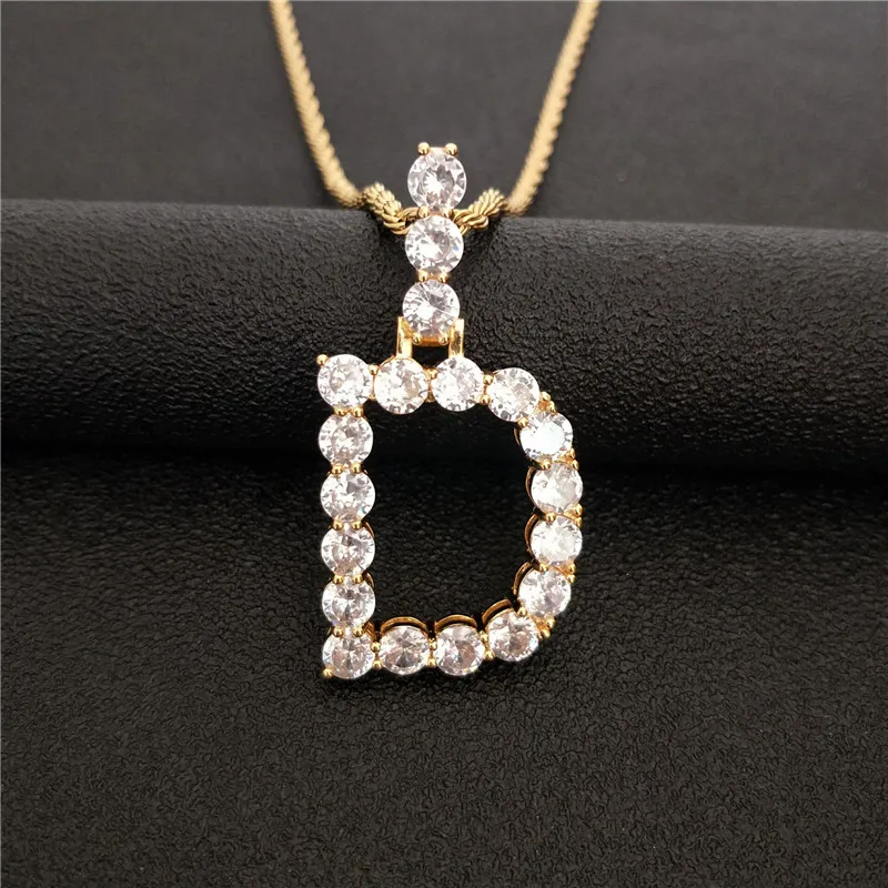 

Gold Silver CZ Initial D Letter Pendant Necklace Men's Stainless Steel Chain Erkek Kolye Gothic Jewelry Women Birthday Gift