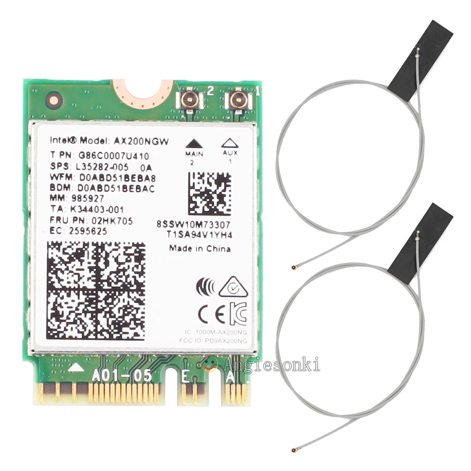 Двухдиапазонный 2 4 Гбит/с Intel Wi-Fi 6 AX200NGW 802.11ax / ac MU-MIMO 2x2 Wifi AX200 NGFF M.2 Bluetooth 5 0 сетевая
