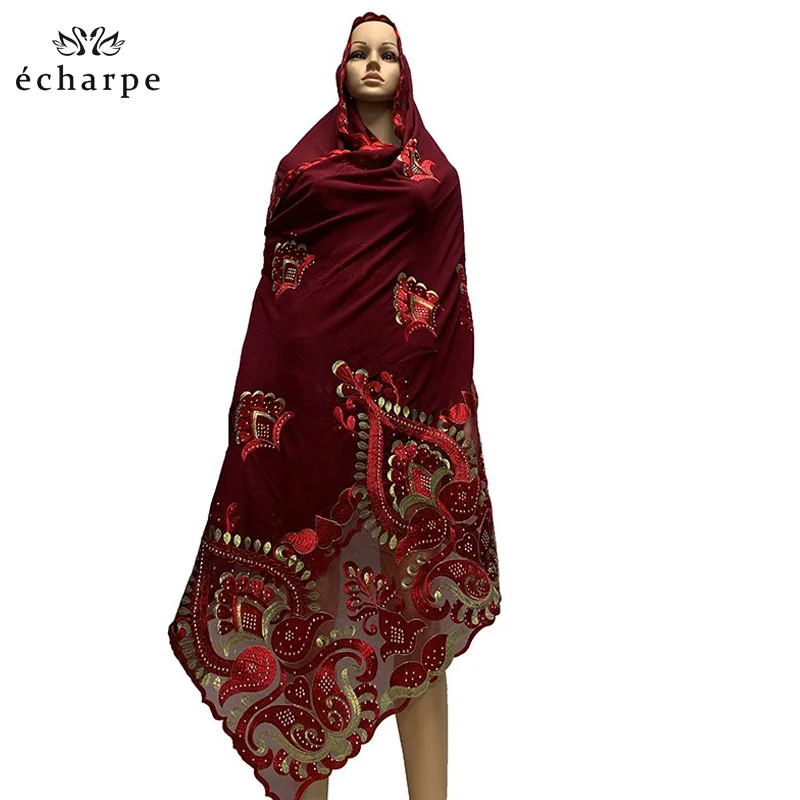

High Quality African Women Scarfs Soft Chiffon Scarf Splice with Net Heavy Chiffon Scarfs for pray scarfs