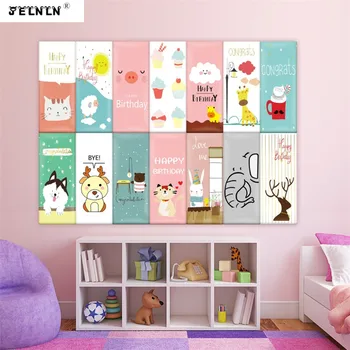 

Pink girl cartoon wall stickers kids room bedroom bed soft pack tatami anti-collision kindergarten foam wall stickers for kids