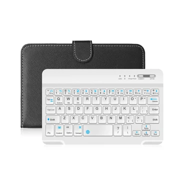

Portable BT Wireless Keyboard PU Leather with Protective Case Cover For 4.5-6.8inch Mobile Phones Black Keyboard