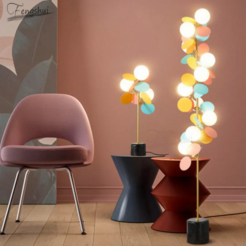 

Nordic LED Colored Petal Floor Lamp Modern Glass Ball Floor Lights Lighting LOFT Bedroom Living Room Decoration Standing Lamp